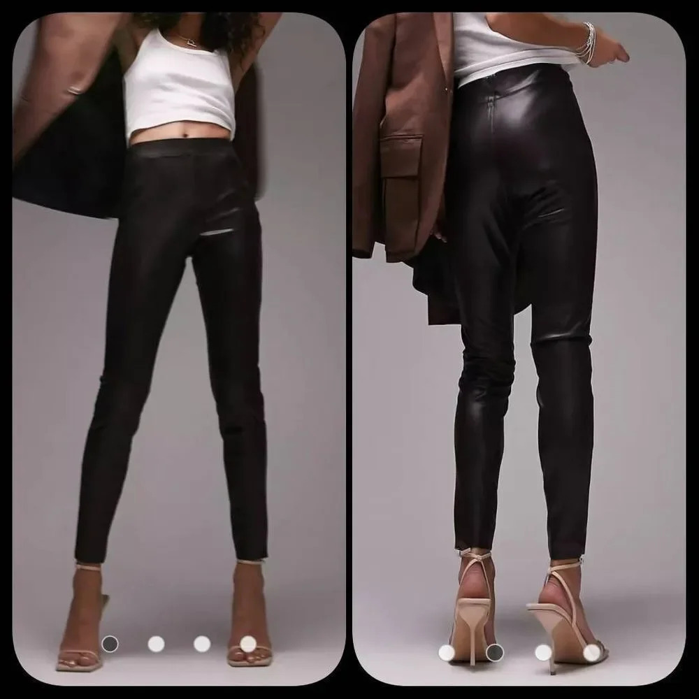 NWOT Topshop faux leather skinny fit pants in chocolate Size 4